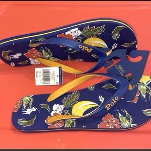 Polo Ralph Lauren Flip Flops Bolt Floral Men’s Size 11 Blue 816932150001